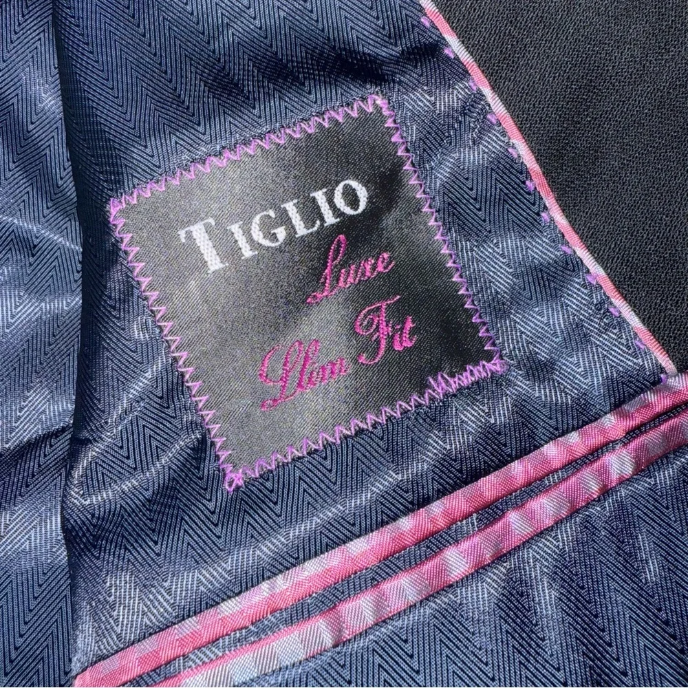 Tiglio Luxe Sport Coat Tuxedo sz 42S Men Slim Fit Black Lanificio Di Biella Wool